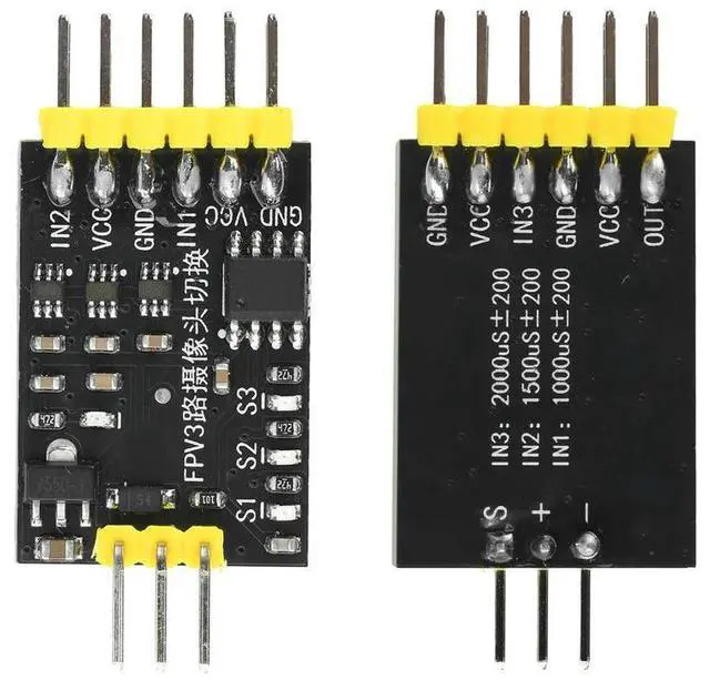 Main image of DC5-12V FPV 3-channel camera switching channel video switcher module, PWM control suitable for time traveling machines/drones