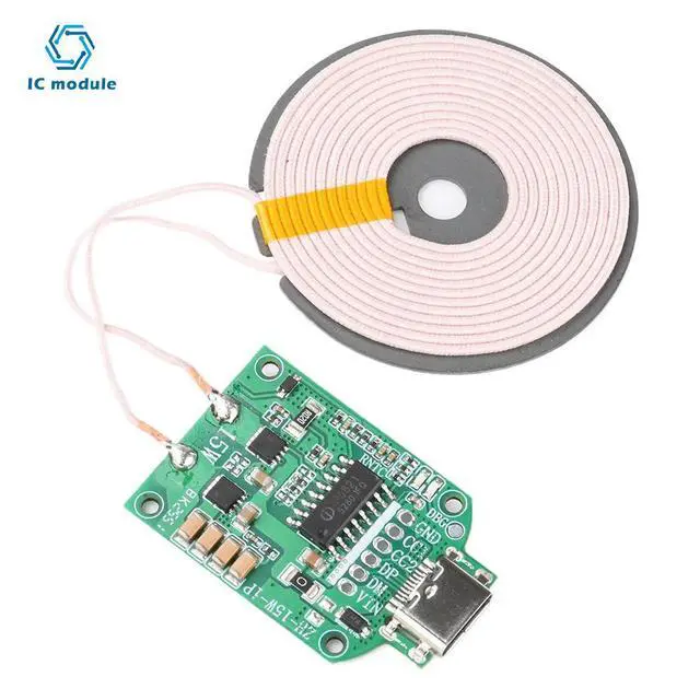 Alt view image 3 of 3 - 15W High Power Charging Transmitter Features Pop-up Notification Display Type-C DC 5V Charging Module