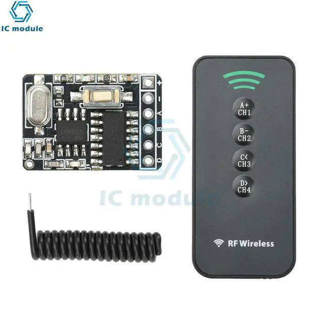 Alt view image 2 of 3 - 433Mhz Remote Control switch Transmitter RF Receiver Module 4-Way Learning Module 4 Keys Remote