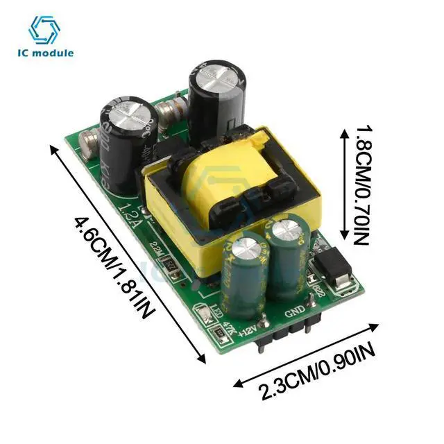 Alt view image 2 of 3 - Mini AC-DC isolation switching power supply module AC110-450V To DC 12V Converter Board Module