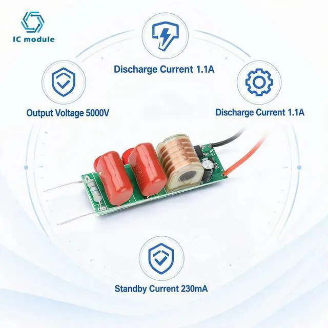 Alt view image 2 of 3 - 5000V Boost Module with Arc Pulse Technology for Electric Fly Swatter Stable 3.7V DC Power Long-Term Operation