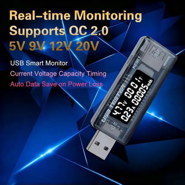 Alt view image 3 of 3 - USB Charger Module LCD Display Tester Voltmeter Ammeter Current Voltage Tester Capacity Detector