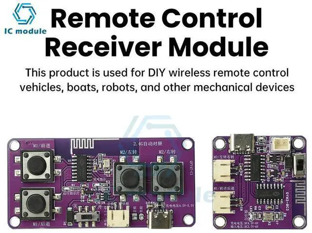 Alt view image 2 of 3 - 2.4G 4-Channel Remote Control Receiver Module Kit - Rechargeable for DIY Toy Car Robot RC Model