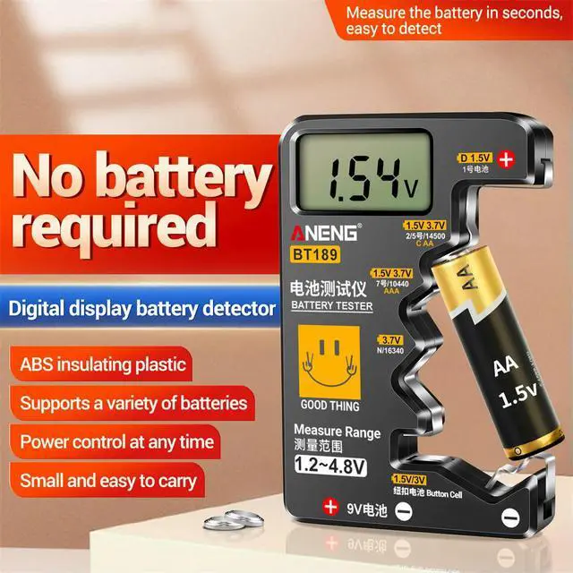 Alt view image 2 of 3 - ANENG BT189 Button Cell Tester 9V N D C AA AAA Universal Household LCD Display Tester Power Bank Detectors Tools