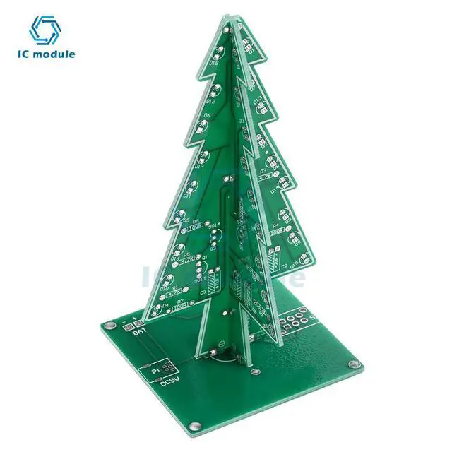 Alt view image 3 of 3 - Christmas Tree DIY Soldering Kit - 36 LED Flashing PCB with USB Cable Fun Electronics Project Gift for Beginners