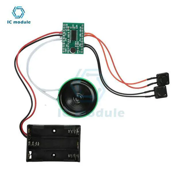 Alt view image 3 of 3 - Dual-Button Recording Module 60-Second Voice Message Recorder for DIY Electronic Card Sound Recording Playback Module