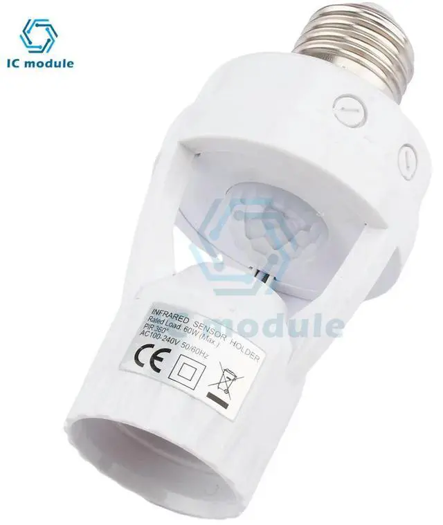 Main image of AC100-240V PIR Motion Sensor E27 Socket Converter E27 Lamp Base ligent Switch Light Bulb Lamp holder infrared sensor switch