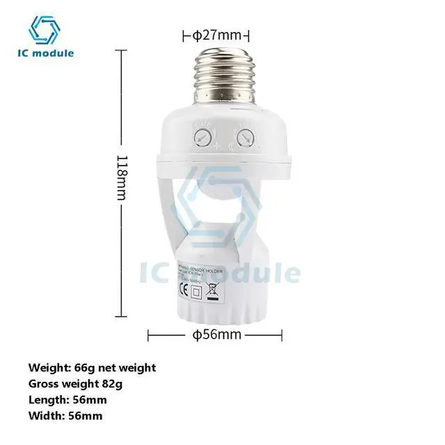 Alt view image 2 of 3 - AC100-240V PIR Motion Sensor E27 Socket Converter E27 Lamp Base ligent Switch Light Bulb Lamp holder infrared sensor switch