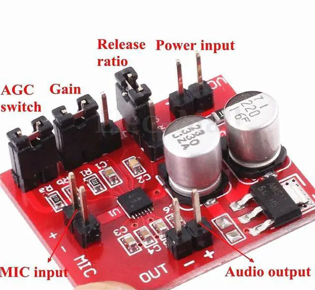 Main image of diymore MAX9814 Electret Microphone Amplifier Module With AGC Function DC 3.6-12V Volume Control Audio Board for