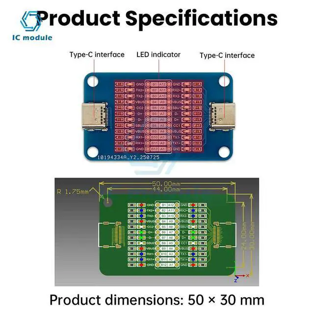 Alt view image 2 of 3 - TYPE-C Fast Charging Cable Detection Module Type C to Type C Cable Detection Type-C Short Circuit On-Off Switching Test Board