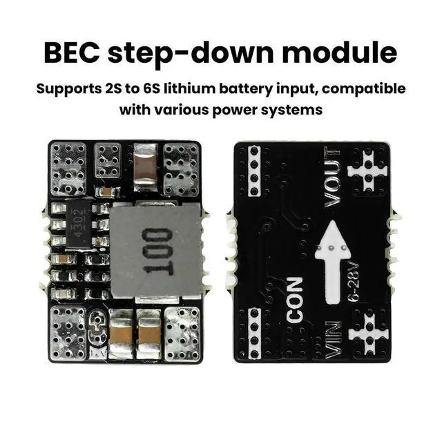 Alt view image 2 of 3 - High Performance RC BEC Step-Down Converter Mini Size Low Heat 2-6S LiPo 6-28V to 5V/12V voltage Regulator