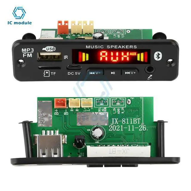 Alt view image 3 of 3 - DC 6-18V Mp3 Decoder Board with 2*20W Amplifier Bluetooth 5.0 Car FM Radio Module TF USB Recording Call Lossless Motherboard