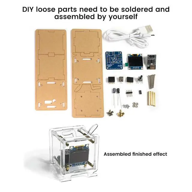 Alt view image 3 of 3 - DIY Digital Clock Kit ESP8266 MINI Weather Clock Soldering Practice Electronic Multifunction Weather Station Electronic Kit