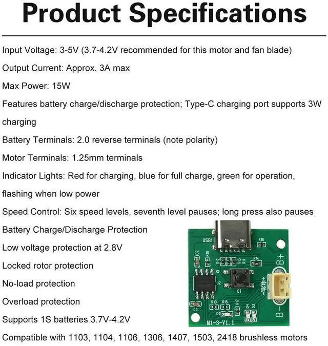 Alt view image 3 of 3 - 3-5V 15W Max Boost Module Brushless Motor Governor With Buttons 6 Gears Adjustment DC Motor Speed Controller Fan Control