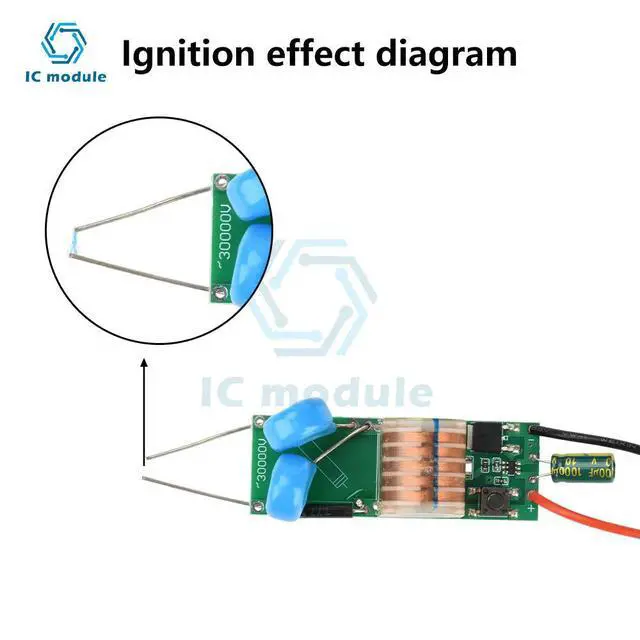 Alt view image 2 of 3 - DC 3.3V-5V to DC 15-30KV Arc Igniter High Voltage Module No-load High Power High Voltage Booster Module High Voltage Coil