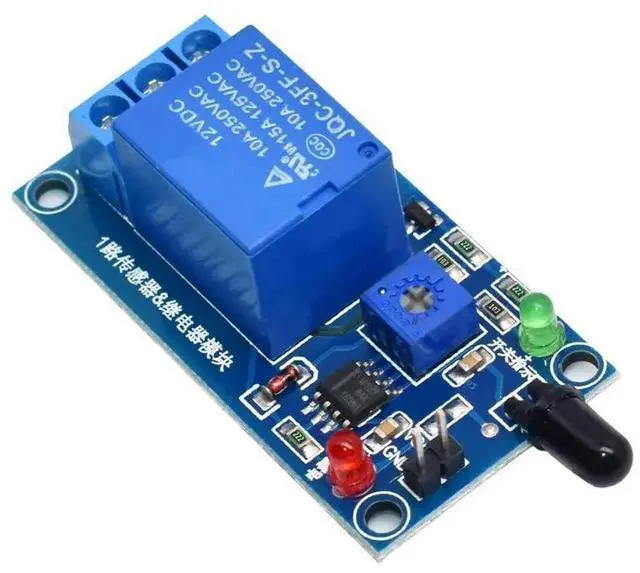 Main image of Flame detection module, flame sensor with relay module, infrared receiver module, 12V