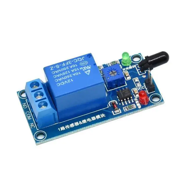 Alt view image 2 of 3 - Flame detection module, flame sensor with relay module, infrared receiver module, 12V
