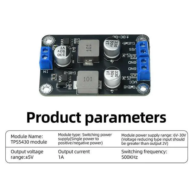 Alt view image 2 of 3 - Single Chip Dual Channel TPS5430 Power Module Wide Voltage Input 6V 30V To ±5V Low Noise Step Down Power Board