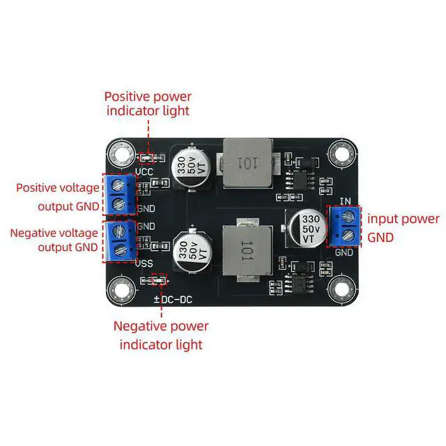 Alt view image 3 of 3 - Single Chip Dual Channel TPS5430 Power Module Wide Voltage Input 6V 30V To ±5V Low Noise Step Down Power Board