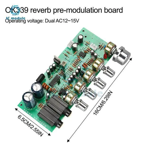 Alt view image 2 of 3 - OK339 PT2399 reverberation pre-stage tuning board low-noise power amplifier front board with knob power amplifier module