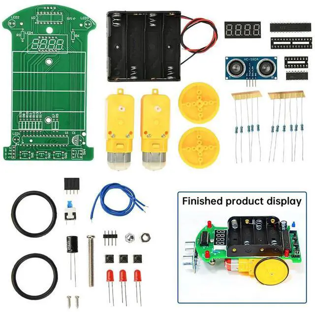 Main image of DIY Ultrasonic Ranging Obstacle Avoidance Car Electronic Kit DIY Distance Measuring ligent Programming STC Welding Kit