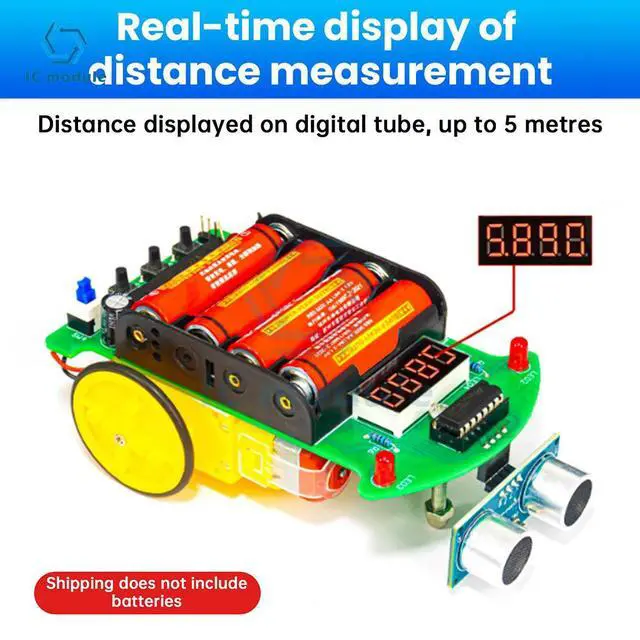 Alt view image 2 of 3 - DIY Ultrasonic Ranging Obstacle Avoidance Car Electronic Kit DIY Distance Measuring ligent Programming STC Welding Kit