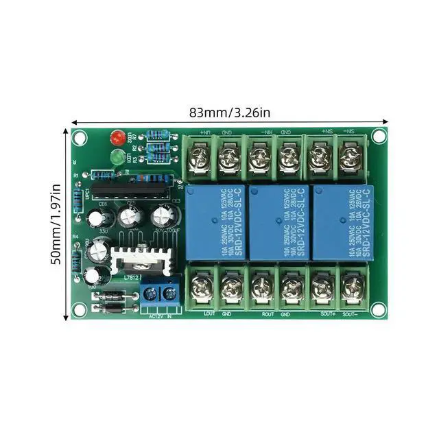 Alt view image 2 of 3 - High Power 2.1 Three Way Speaker Protection Module AC12 18V Dual Power Supply 3pcs 10A Relay Fit Within 600W Amplifier