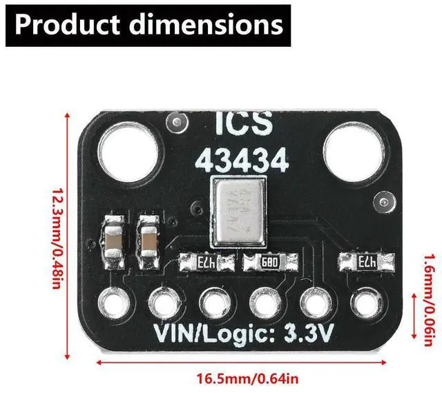 Main image of ICS-43434 I2S 3.3V MEMS microphone Module Breakout Low cost Low Pass Filter Electronic Component Kit