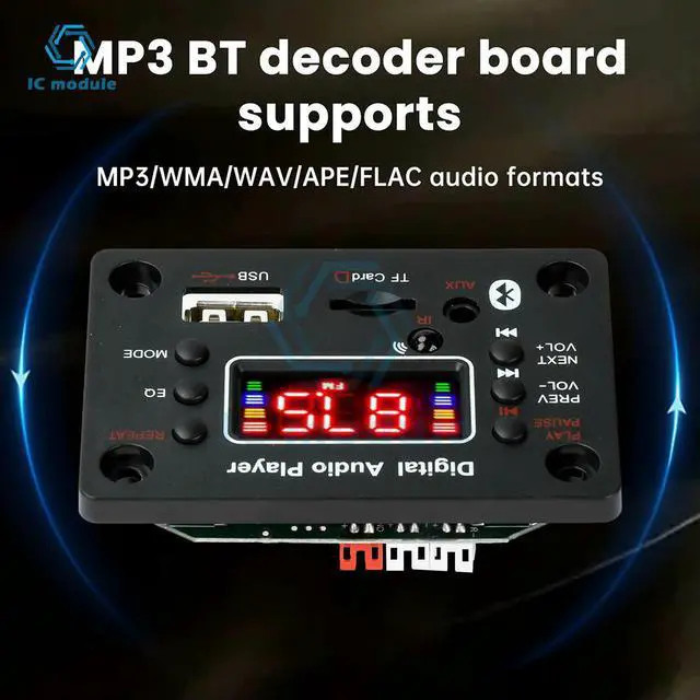 Alt view image 3 of 3 - Dual-Channel MP3 Bluetooth Decoder Board 2*25W Audio Amplifier with USB TF AUX FM Remote Control BT 5.0 Multifunctional DC 6-18V