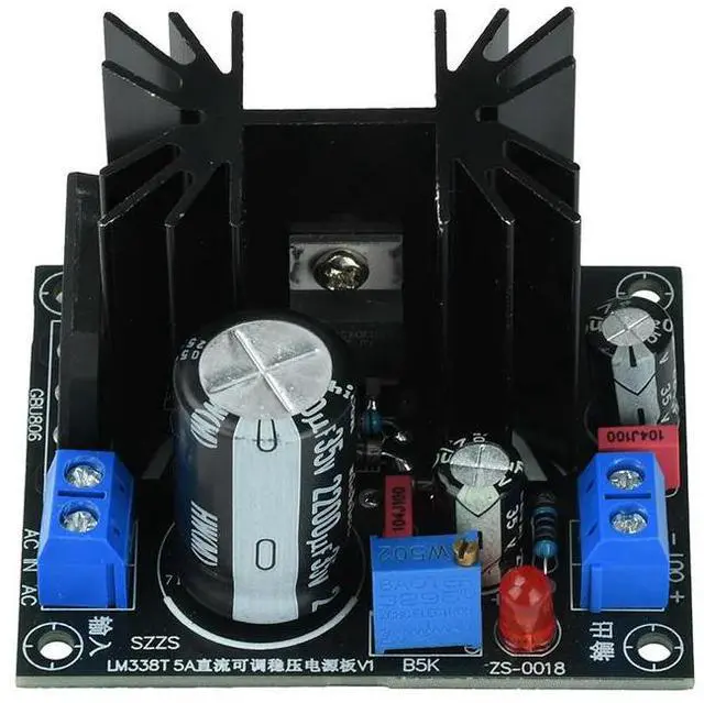 Main image of LM338T Regulator Module Adjustable Voltage Regulator 5A High Current Power Board for DIY Test AC DC Power Supply 1.5-30V