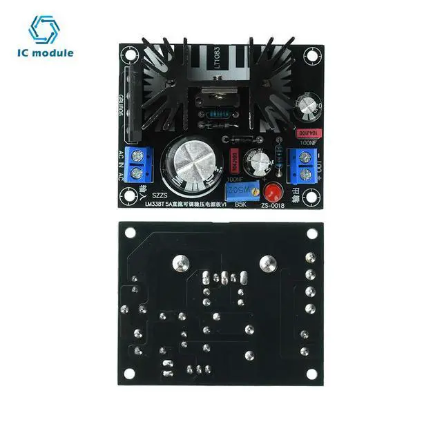 Alt view image 2 of 3 - LM338T Regulator Module Adjustable Voltage Regulator 5A High Current Power Board for DIY Test AC DC Power Supply 1.5-30V