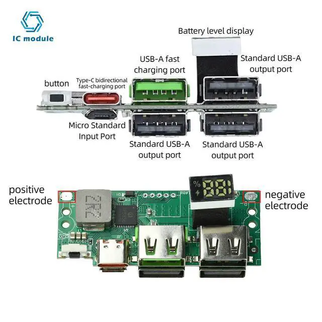Alt view image 2 of 3 - DIY Power Bank PD QC Full-Protocol Digital Display Fast Charging Module IP5356 High Efficiency Charging for Electronic Projects