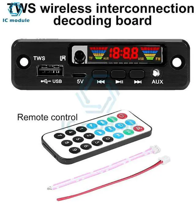 Main image of DC3.7-5V TWS interconnection Bluetooth MP3 Decoder Board Lossless Audio FM Remote Control Speaker Accessories AUX FM