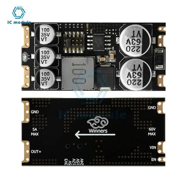 Alt view image 2 of 3 - Mini DC-DC DC Step-Down Converter Buck Power Supply Module 5-55V to 3.3V/5V/12V/15V/24V 5A Buck Board
