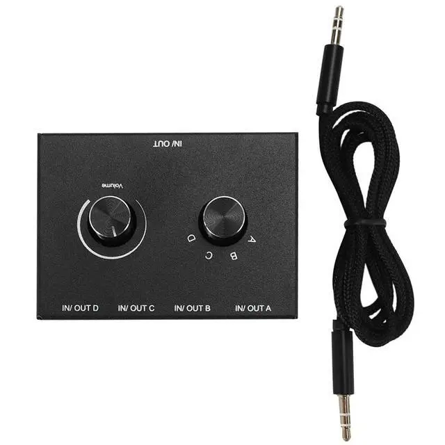 Alt view image 5 of 6 - 4 Port Audio Switch, 3.5Mm Audio Switcher, Stereo AUX Audio Selector, 4 Input 1Output/1Input 4 Output Audio Switcher Box