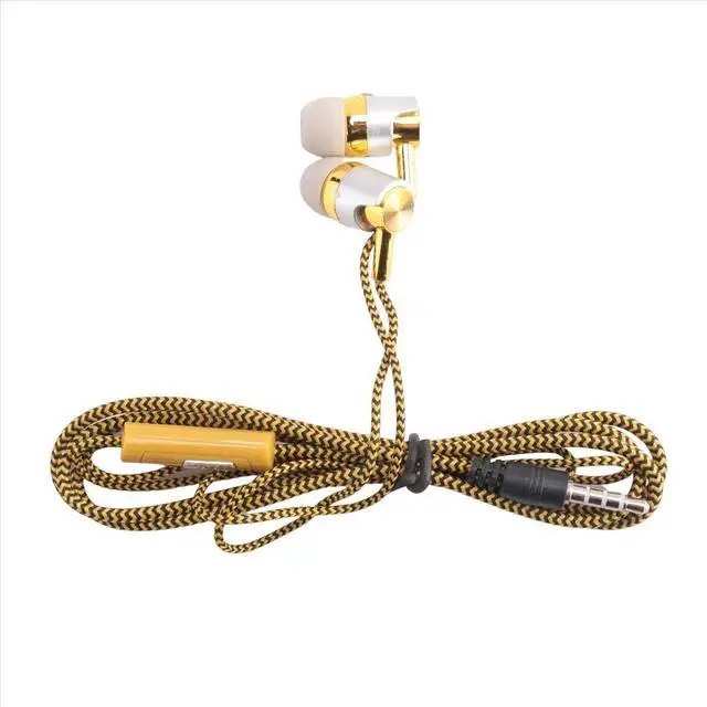 Alt view image 5 of 6 - H-169 3.5mm MP3 MP4 Wiring Subwoofer Braided Cord, Headphones with Wheat Wire Control(Golden)