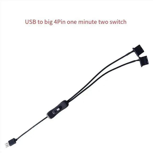 Alt view image 4 of 6 - USB 5V to Dual 4PIN Molex Fan Adapter Cable with Switch Y Splitter for Computer Chassis Desktop PC Case Cooling