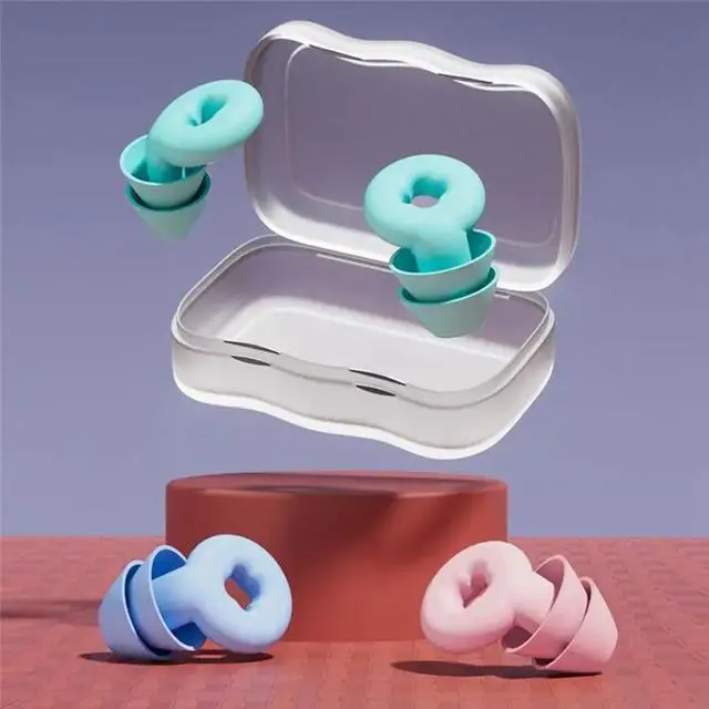 Alt view image 6 of 6 - Soft Ear Plugs for Noise Reduction Waterproof Silicone Ear Plug for Sleeping Airplanes Noise Sensitivity Blue
