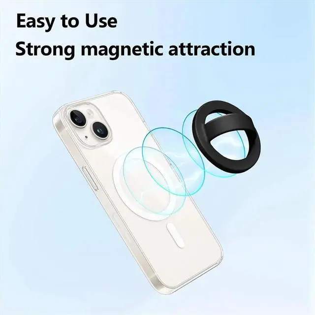 Alt view image 6 of 6 - Magnetic Silicone Ring Grip Phone Holder,Rotating Finger Loop Ring Grip Holder,Soft and ,Magnetic Bracket White
