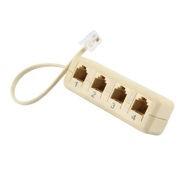 Alt view image 5 of 6 - RJ11 6P4C To 6P4C 4 Way Telephone Line Modular Splitter Adapter Beige
