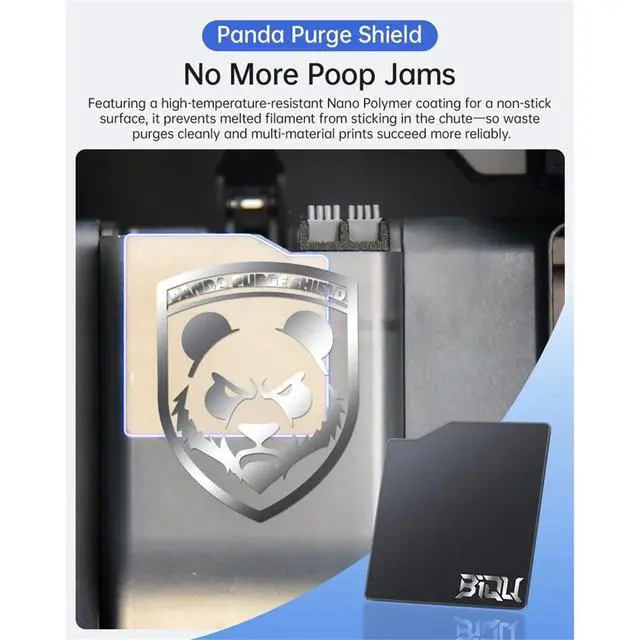 Alt view image 6 of 6 - Panda Purge Shield SUS304 Nano Polymer Coating Printing Enhancement Kit 3D Printer Parts for P1P P1S X1C X1E