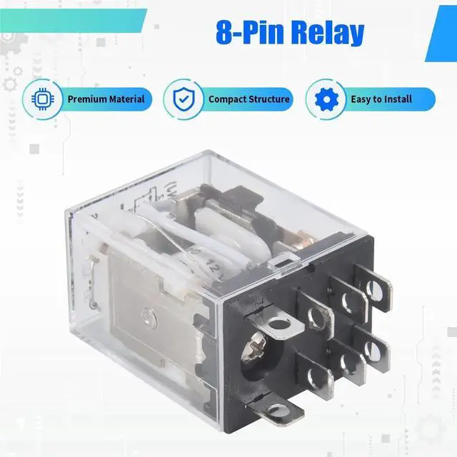 Alt view image 4 of 6 - JQX-13F LY2 DC 12V Coil 8-Pin DPDT Green LED Electromagnetic Relay
