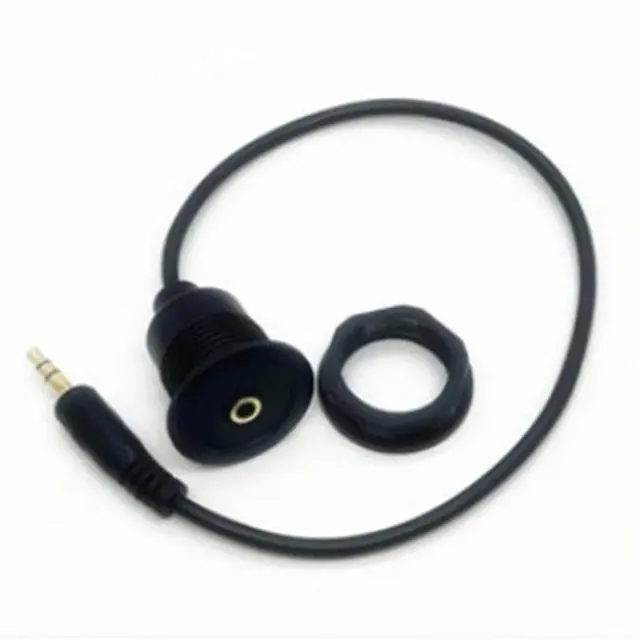 Alt view image 4 of 6 - Round Panel Mount 3.5Mm Male To 3.5Mm Female Car Truck Dashboard Flush Mount 3.5Mm 1/8In AUX Audio Jack Extension Cable