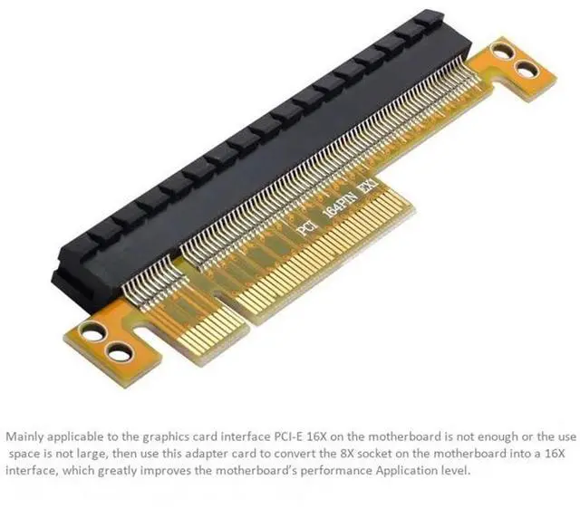 Alt view image 6 of 6 - PCI-E Express 8X to 16X Extender Converter Riser Card Adapter Male to Female Extension