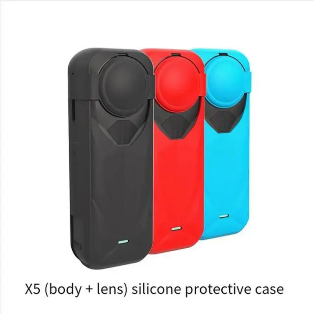 Alt view image 6 of 6 - Silicone Protective Case for X5 with Lens Cap Shockproof Sleeve Protective Sleeve Camera Protective Cover Red