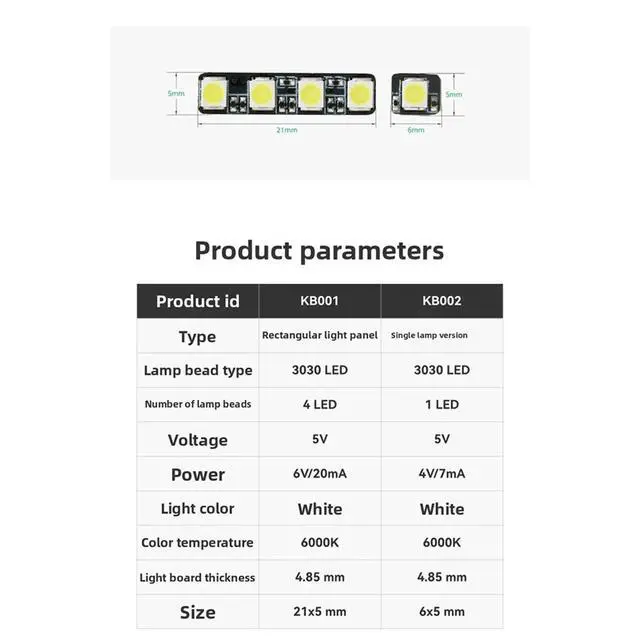 Alt view image 4 of 6 - 2pcs for 3D Printing Model Standard Parts LED Light Board Rectangular Version KB001