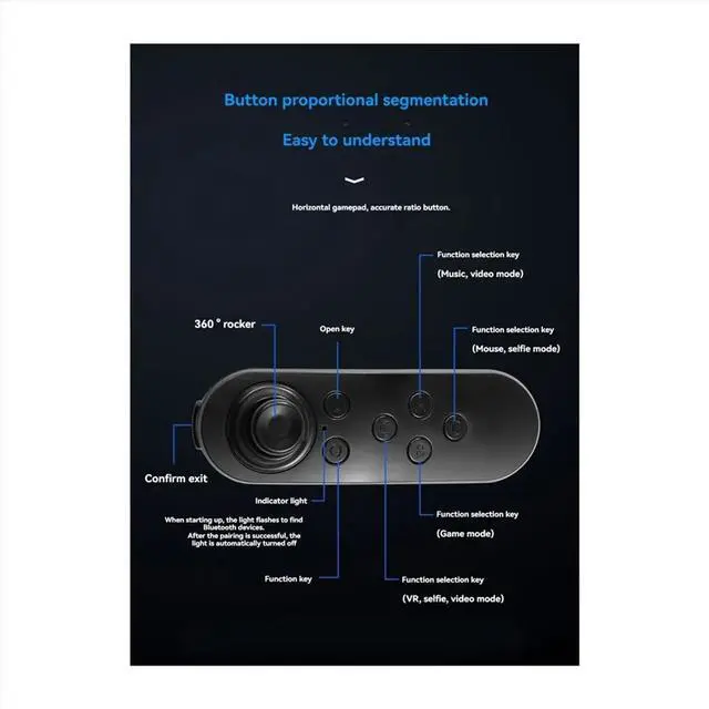 Alt view image 5 of 6 - Bluetooth VR Remote Game Controller Joystick Gamepad Somatosensory Remote Control White
