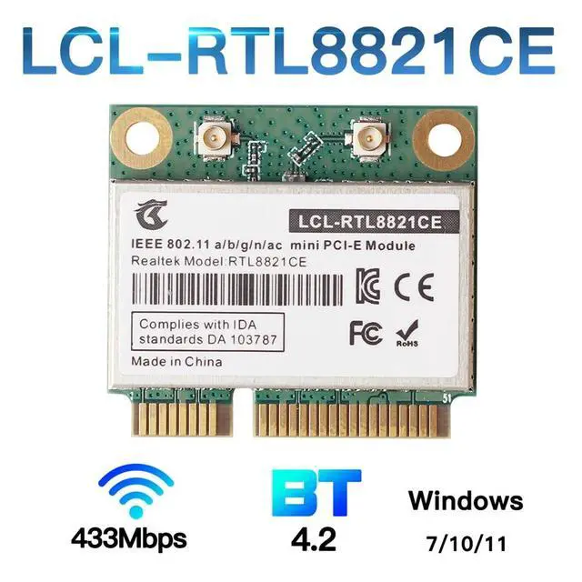 Alt view image 6 of 6 - RTL8821CE 802.11AC for Bluetooth 4.2 433Mbps 2.4Ghz/5Ghz Dual Band Mini PCIe CARD RTL8821 Support Laptop/PC