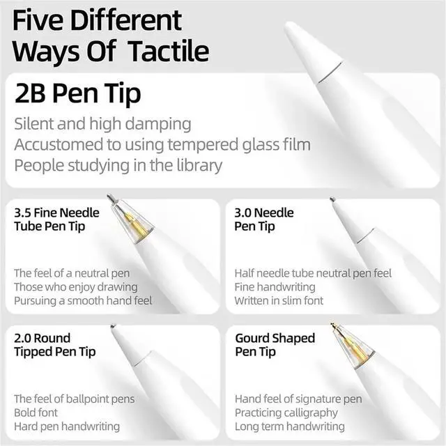 Alt view image 4 of 6 - Replacement Tips for Pro USB-C 2nd 1st Gen,Wear- Mixed Metal Tips for Pencil Drawing Writing