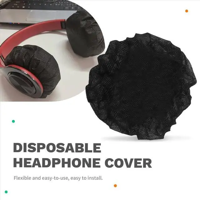 Alt view image 4 of 6 - 100Pcs/Set Gaming Cafe Disposable Headset Cover Non-Woven Headband Dustproof Sweatproof Headset Cover, Black